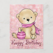 Bär mit Ball, rosa Briefkaart (Voorkant)