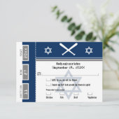 Bar Mitswa Baseball Ticket RSVP met maaltijdkeuze Kaart (Staand voorkant)