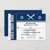 Bar Mitswa Baseball Ticket RSVP met maaltijdkeuze Kaart (Voorkant / Achterkant)