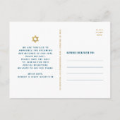 Bar Mitswa Bewaar de Datum Turquoise Agate Script Uitnodiging Briefkaart (Achterkant)
