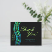 Bar Mitswa Blauw en Groen Bedankt Briefkaart (Staand voorkant)