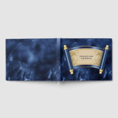 Bar mitswa blauw marmer goud scroll gastenboek (Volledig)