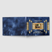 Bar mitswa blauw marmer goud scroll jongens foto gastenboek (Volledig)