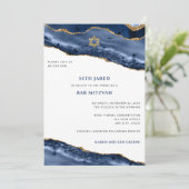 Bar Mitswa, Blauwe en Gouden Agaat Grens Kaart (Staand voorkant)