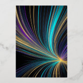 Bar Mitswa Blauwe en gouden stralen Folie Uitnodiging (Achterkant)