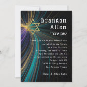 Bar Mitswa Blauwe en gouden stralen Kaart (Voorkant)