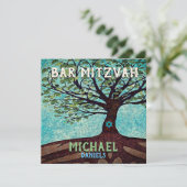 Bar Mitswa Blauwe en Groene Boom des Levens Kaart (Staand voorkant)