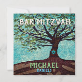 Bar Mitswa Blauwe en Groene Boom des Levens Kaart (Voorkant)