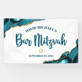 Bar Mitswa Eenvoudig Modern Turquoise Agaat Script Spandoek (Horizontaal)
