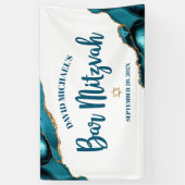 Bar Mitswa Eenvoudig Modern Turquoise Agaat Script Spandoek (Verticaal)