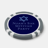 Bar Mitswa-feest Koninklijk Blauwe Ster van David Poker Chips (Enkel)