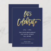 Bar mitswa-feest moderne marineblauw + namaak goud kaart (Voorkant / Achterkant)