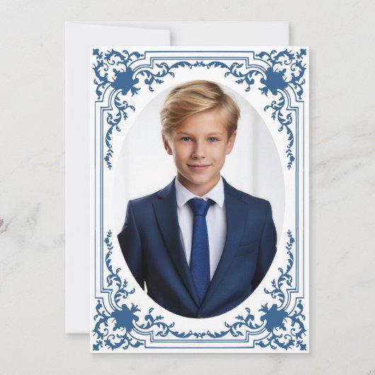 Bar Mitswa Foto Blauw Wit  Davidsster Kaart (Achterkant)
