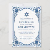 Bar Mitswa foto blauw wit vintage davidster Kaart (Voorkant)