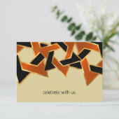 Bar Mitswa Goud Oranje Zwarte Ster van David Kaart (Staand voorkant)