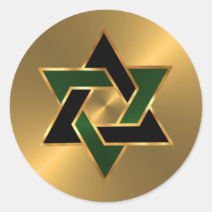 Bar Mitswa Goud Zwart Ster van David Ronde Sticker