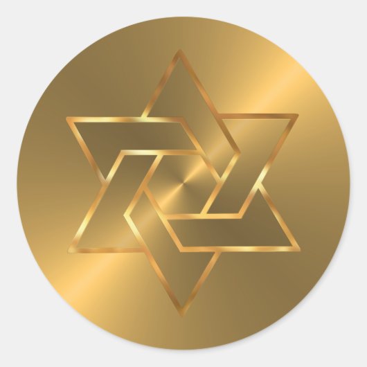 Bar Mitswa Gouden Ster van David op Goud Ronde Sticker (Voorkant)