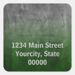 Bar Mitswa Grunge Groen Retouradres Stempel Vierkante Sticker