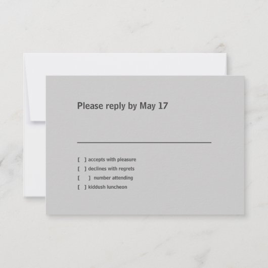 Bar Mitswa Grunge Houtskool RSVP Kaart (Achterkant)