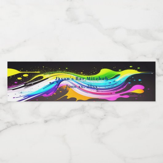 Bar Mitswa,Helder verfspat Waterfles Etiket (Enkel label)