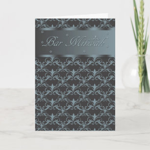 Bar Mitswa in gemengd zwart en blauw/grijs Kaart