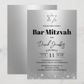 Bar Mitswa Joodse Davidster Modern Zilver Kaart (Voorkant / Achterkant)