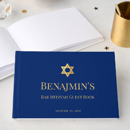 Bar Mitswa Koninklijk Blauwe Nep Gouden Davidster Gastenboek
