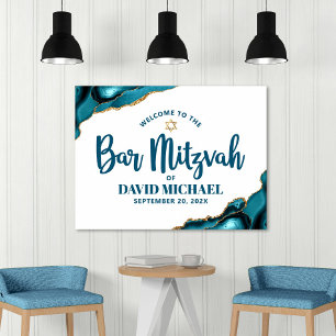 Bar Mitswa Krachtige Typografie Turquoise Goud Wel Poster