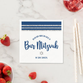 Bar Mitswa Marine Zilveren Tallit Krachtig Schrift Servet