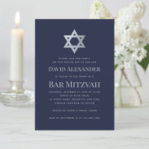 Bar Mitswa marineblauw & nepsilver ster van David