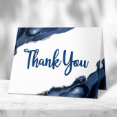 Bar Mitswa Minimal Navy Blue Agate Script Blank Bedankkaart