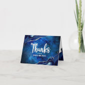 Bar Mitswa Modern Blau Agate Waterverf Script  Bedankkaart (Voorkant)