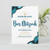 Bar Mitswa Modern Eenvoudig Turquoise Agate Script Kaart (Staand voorkant)