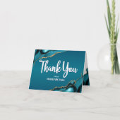 Bar Mitswa Modern Turquoise Agaat Script Eenvoudig Bedankkaart (Voorkant)