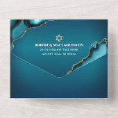 Bar Mitswa Moderne Turquoise Ombre Agaat Script All In One Uitnodiging (Achterkant)