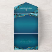 Bar Mitswa Moderne Turquoise Ombre Agaat Script All In One Uitnodiging (Buitenkant)