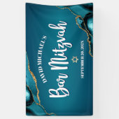 Bar Mitswa Moderne Turquoise Ombre Agate Schrift Spandoek (Verticaal)