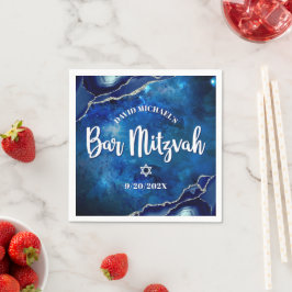 Bar Mitswa Navy Agaat Blauw Galaxy Wit Script Servet