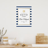 Bar Mitswa Navy Blauw Wit Goud Welkomstbord Poster (Keuken)