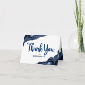 Bar Mitswa Navy Blauwe Agate Script Eenvoudig Mini Bedankkaart (Voorkant)