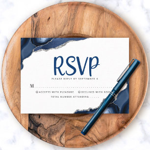 Bar Mitswa Navy Blauwe Agate Script Eenvoudig Mode RSVP Kaartje