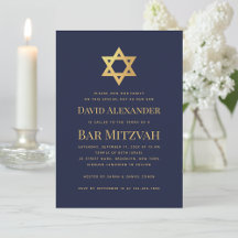 Bar Mitswa Navy Blauwe Nep Goud Folie Ster van Dav