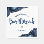 Bar Mitswa Navy Blue Agate Script Eenvoudig vet Servet (Voorkant)