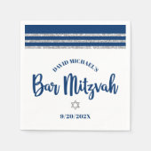 Bar Mitswa Navy Silver Tallit Bold Script Minimaal Servet (Voorkant)