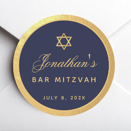 Bar Mitswa Navyblauw Nepgoud Elegant Schrift Ronde Sticker