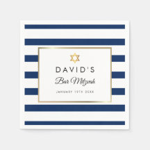Bar Mitswa Navyblauw Witte Streep Goud