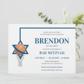 Bar Mitswa nodigt eenvoudig modern joods basketbal Kaart (Staand voorkant)