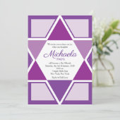 Bar Mitswa nodigt Paarse Davidster uit Kaart (Staand voorkant)