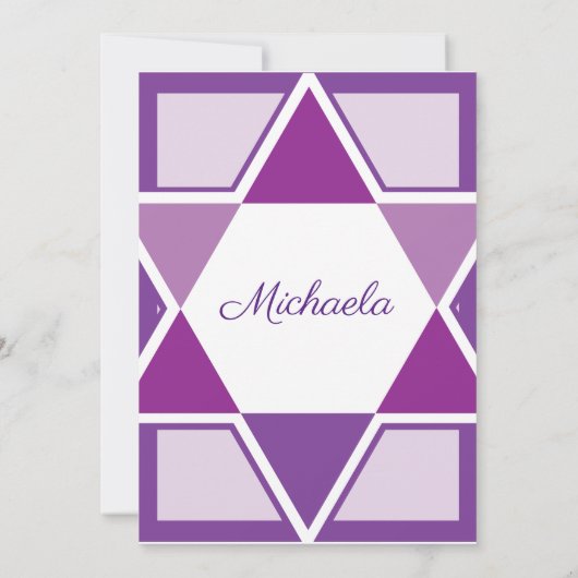 Bar Mitswa nodigt Paarse Davidster uit Kaart (Achterkant)