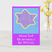Bar Mitswa Paarse joodse davidster Kaart (Gele Bloem)